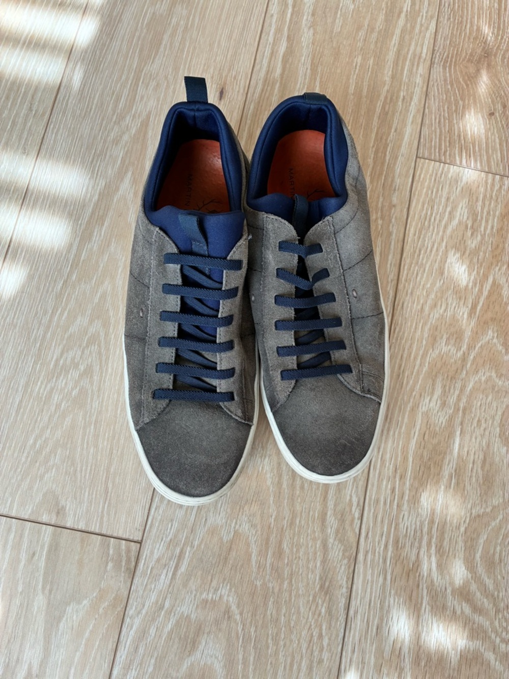 Martin Dingman Gray Suede Sneakers with Navy Trim
